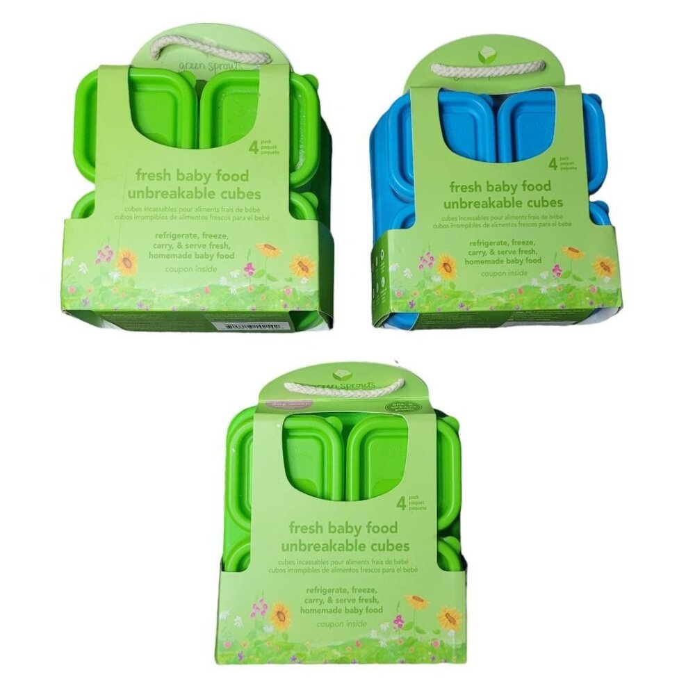 Lot of Green‎ Sprouts Fresh Baby Food Unbreakable Cubes 4oz 2oz BPA BPS Free New